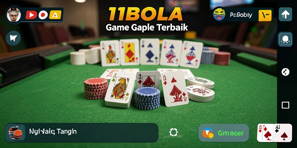 Tampilan gameplay 11BOLA dengan keseruan permainan Gaple.