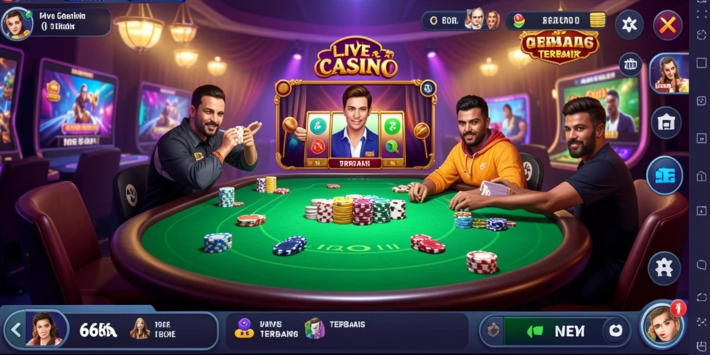 Tampilan gameplay seru di aplikasi Live Casino 66K dengan dealer langsung.