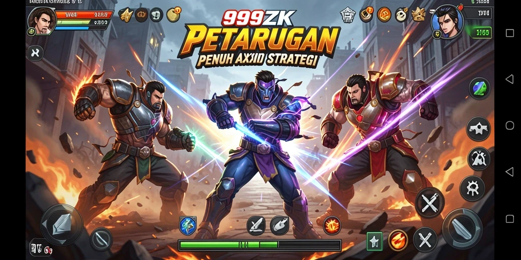 Gameplay mengasyikkan dalam 999ZK dengan pertarungan yang intens.