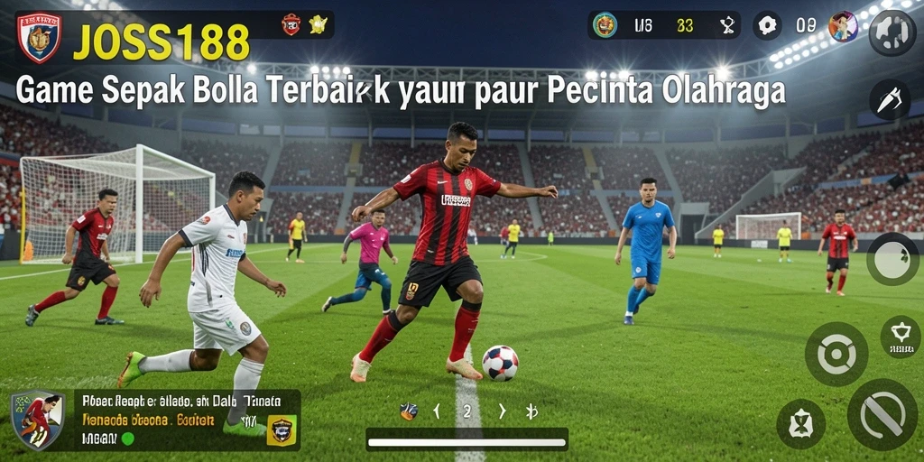 Tampilan gameplay JOSS188 dengan aksi pertandingan sepak bola yang seru.
