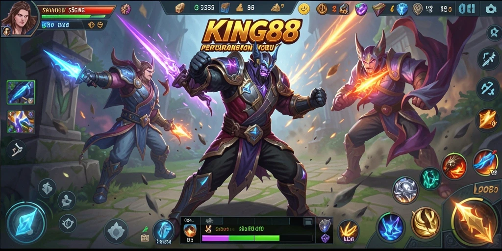Tangkapan layar KING88 menunjukkan pertarungan seru dengan grafis menakjubkan.