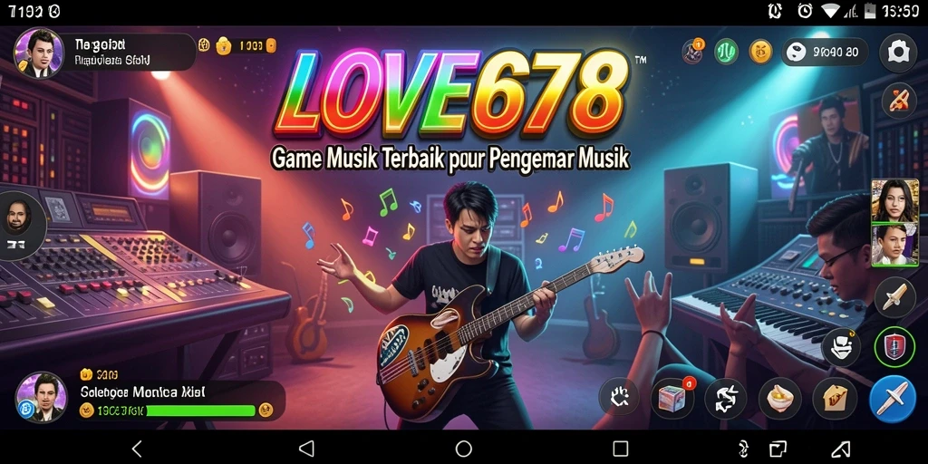 Tampilan gameplay LOVE678 dengan berbagai alat musik dan antarmuka yang menawan.