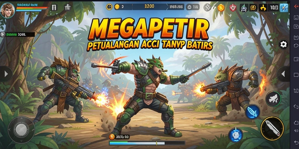 Tampilan gameplay MEGAPETIR yang mendebarkan dan penuh aksi.