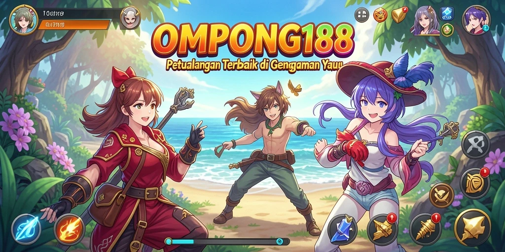 Tampilan menarik gameplay OMPONG188 dengan karakter anime ikonik.