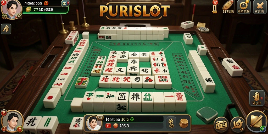 Gameplay menarik dari PURISLOT menampilkan ubin Mahjong berwarna-warni.