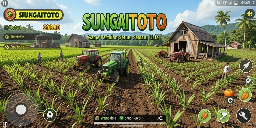 Tampilan screenshot gameplay SUNGAITOTO dengan suasana pertanian yang indah.