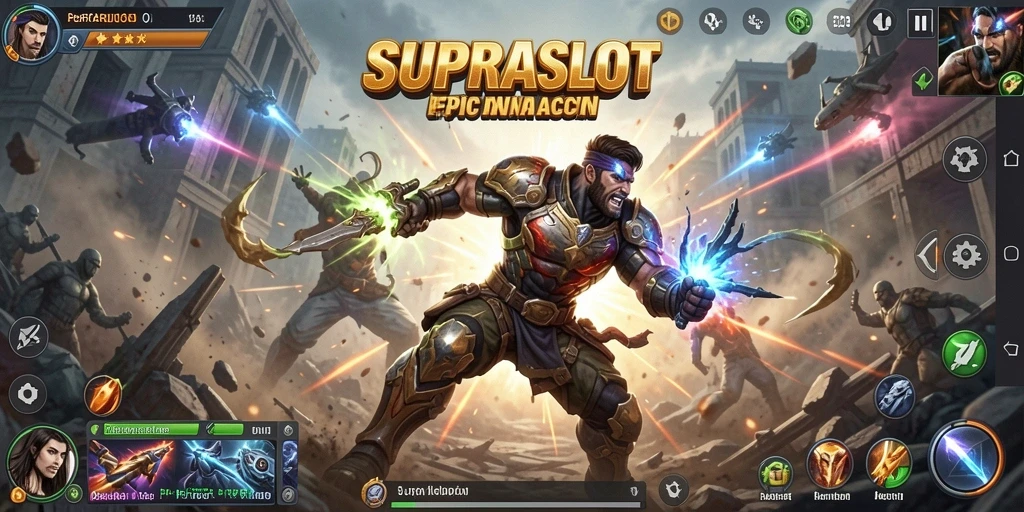 Tangkapan layar epic dari gameplay aksi di SUPRASLOT.