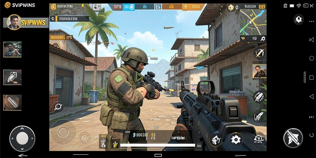 Tampilan gameplay mendebarkan dari SVIPWINS dalam mode TPS.