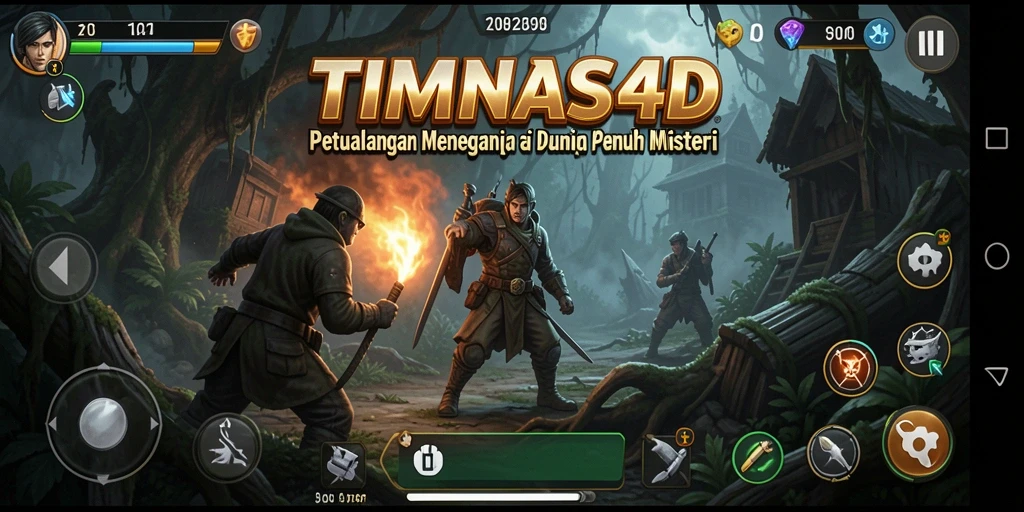 Screenshot menunjukkan karakter utama dalam tindakan eksplorasi di dunia petualangan.