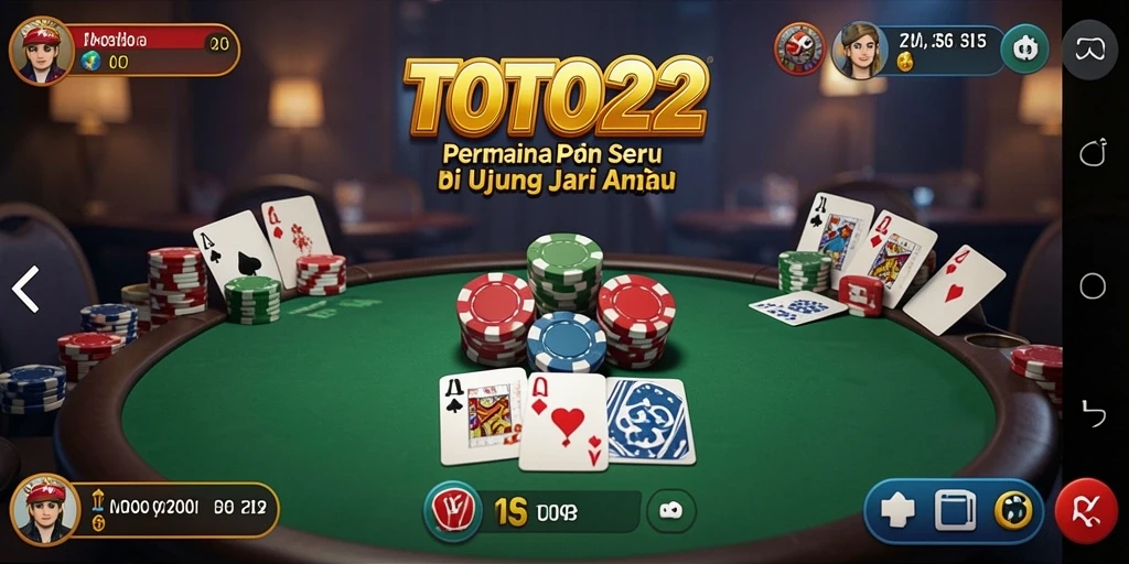 Screenshot gameplay TOTO22 yang menampilkan pemain bersaing di meja poker.